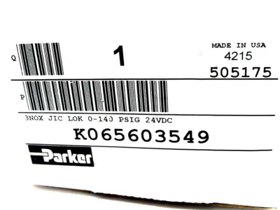 NEW PARKER K065603549 3NOX JIC LOK 0-140 24VDC VALVE