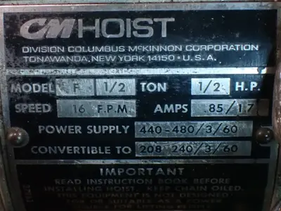 USED CM HOIST MODEL F