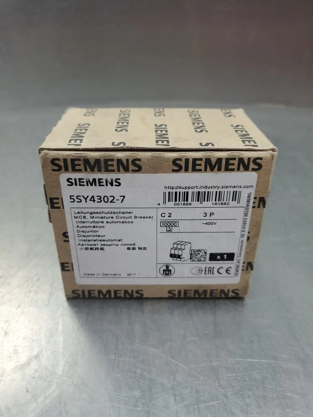 USED Siemens 5SY4302-7 Miniature Circuit Breaker, 400V