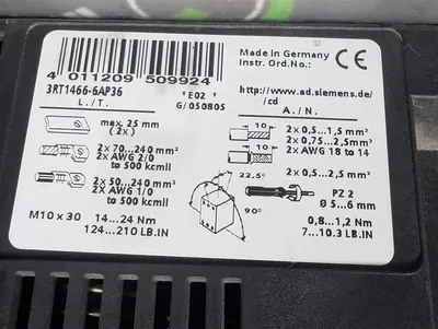 Siemens 3RT1466-6AP36 SIRIUS Electrical Contactor 400A 60-150HP 220-240V WT Used