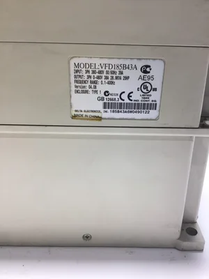 Delta VFD185B43A Variable Frequency Drive Input 3PH 39A Output 3PH 38A 25HP
