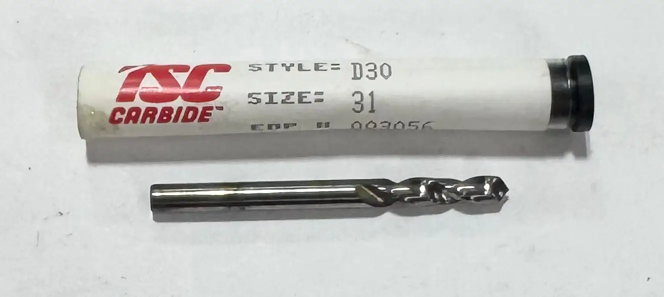 TSC #31 Solid Carbide Circuit Board Drill 2 Flute USA Made