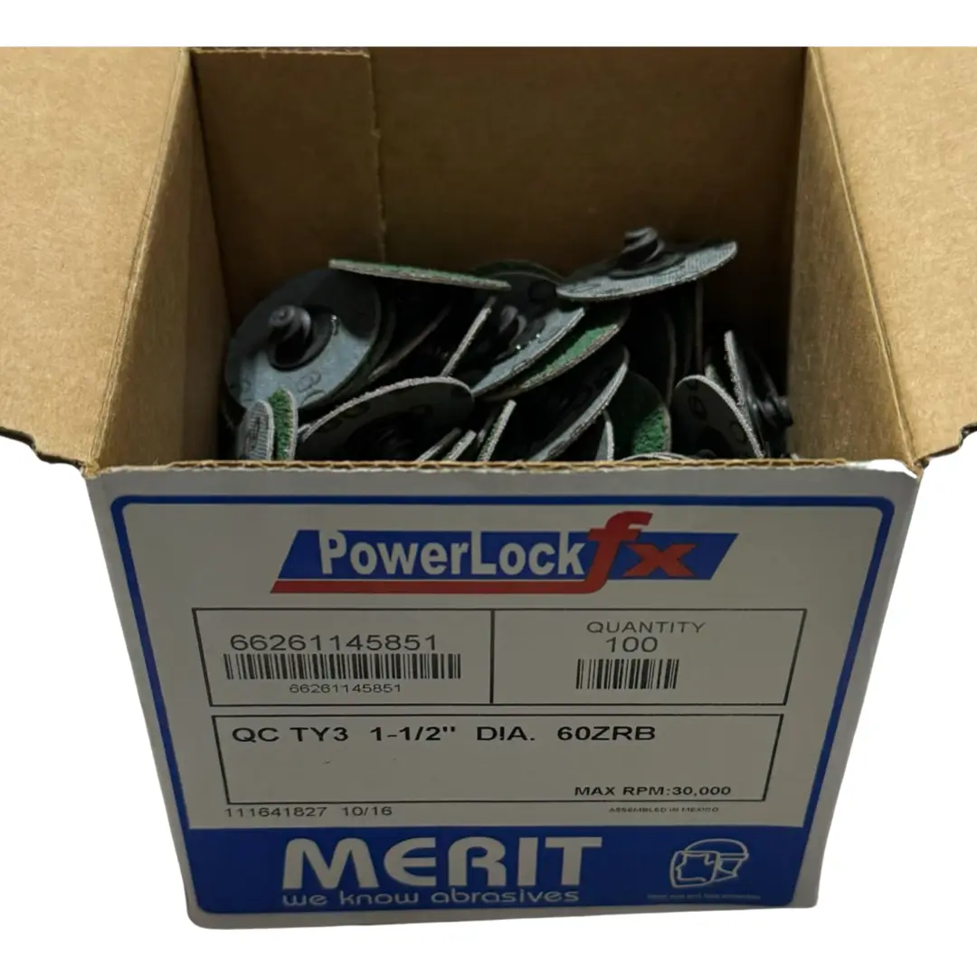 Merit 1-1/2" Roloc Sanding Discs 60 Grit Zirconia 100 Pack