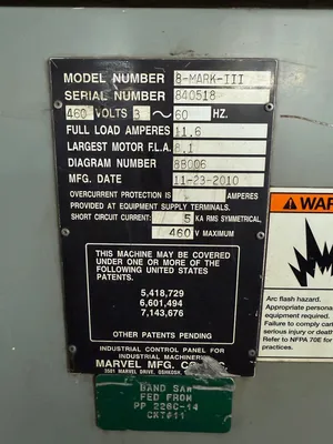 2010 MARVEL SERIES 8 MARK III SAWS, BAND, VERTICAL | Turner's Machinery (3)
