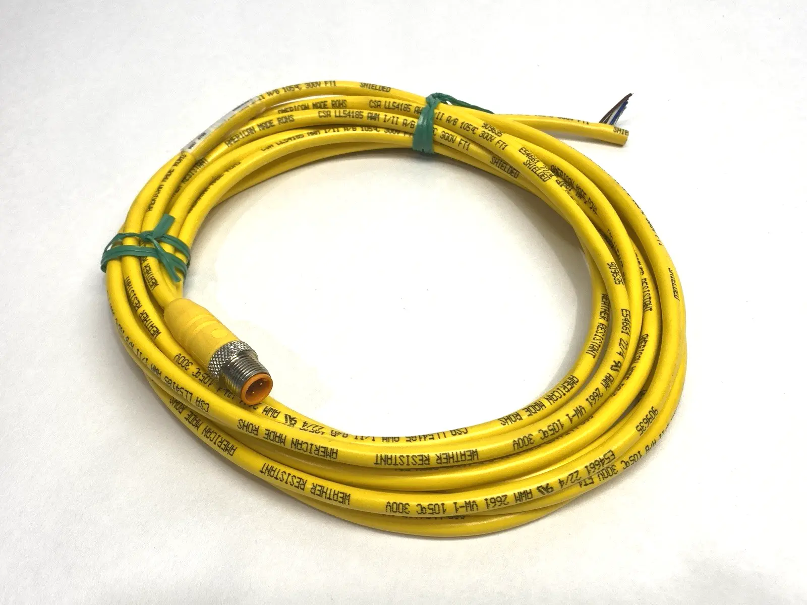 USED ALLEN-BRADLEY SINGLE-ENDED CORDSET MALE 4-PIN 5M PULLED LEADS