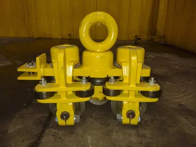 TC AMERICAN CRANE RUBBER WHEEL POWERED TRACTOR DRIVE TROLLEY & HOIST CARRIER, NEW IN CRATE: YOBRO #24827