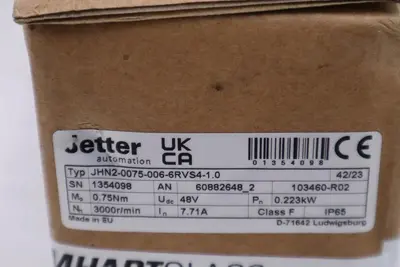 NEW JETTER SERVO MOTOR D-71642 TYP JHN2-0075-006-6RVS4-1.0 STOCK H948