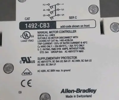 Allen-Bradley 1492-CB3F015 Circuit Breaker Loc4E30
