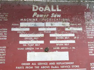 Doall C58 Horizontal Metal Band Saw 12" X 18" 550v 3ph Vise Table Feed Parts