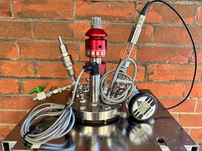 Used BUCHIGLASUSTER JACKETED 0.8 LITER GLASS REACTOR, 6 BAR W/ IMPELLER Reactors California US | Equipment Lab #1407299