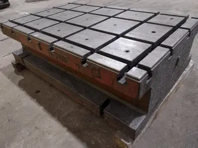 51" X 31" X 14 1/2" T-SLOTTED LAYOUT RISER TABLE / FLOOR PLATE: STOCK #19755