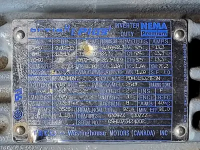 15 hp, 575 volts, 3525 rpm, 254T Electric Motor