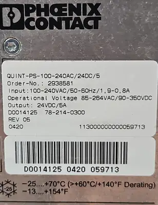 Phoenix Contact QUINT-PS-100-240AC/24DC/5 Power Supply. 4D-21