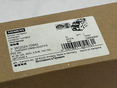 3RT2024-1DB40 | Siemens  SIRIUS Power Contactor 3-Pole 12A 5.5kW 400V 24VDC - New Other