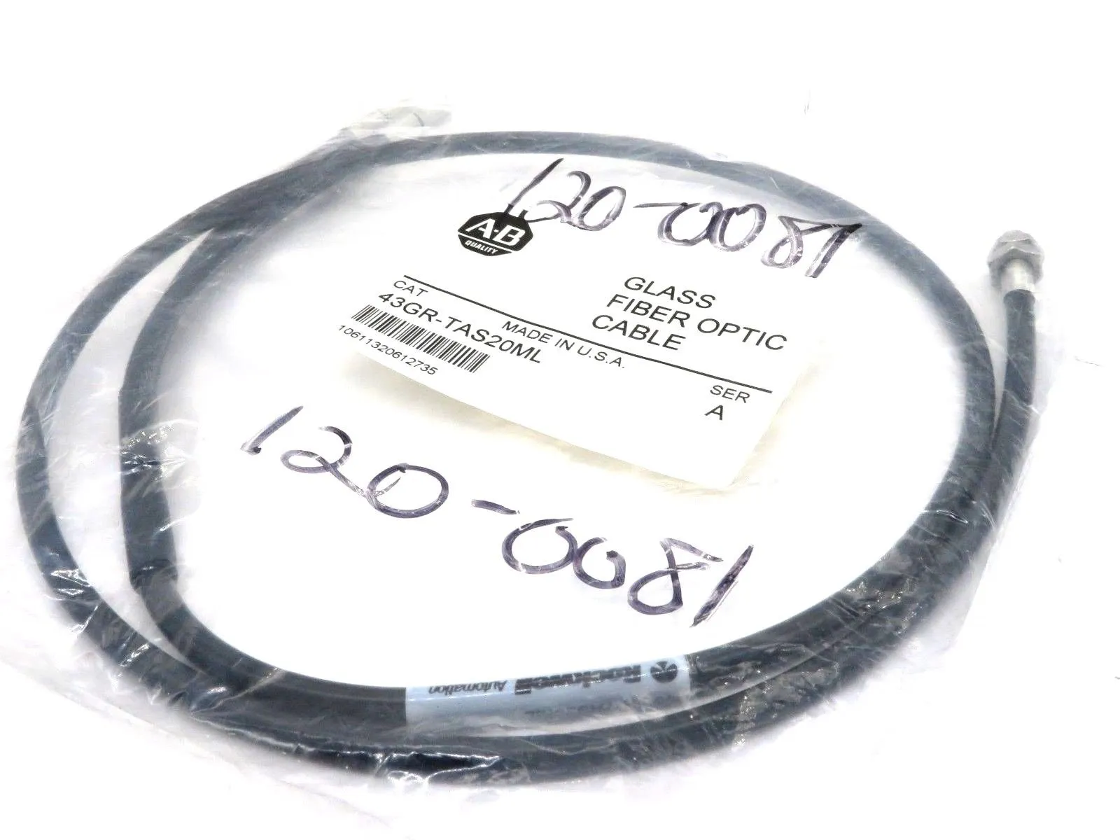 NEW ALLEN BRADLEY 43GR-TAS20ML GLASS FIBER OPTIC CABLE 43GRTAS20ML SER A