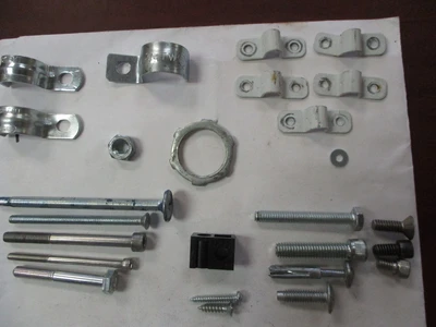 Unused Screws, Nuts&Bolts, Washers, Locknuts, One & Two-hole Straps, & Plugs
