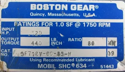 NEW BOSTON GEAR SF718V-60-B5-H GEAR REDUCER 60:1 SF718V60B5H