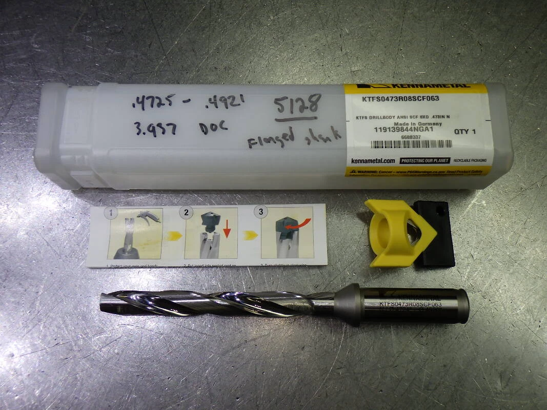 Kennametal .473" Coolant Thru 8xD Drill 5/8" Shank KTFS0473R08SCF063 (LOC2978D)