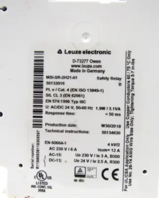 NEW LEUZE MSI-SR-2H21-01 SAFETY RELAY 50133016 MSISR2H2101