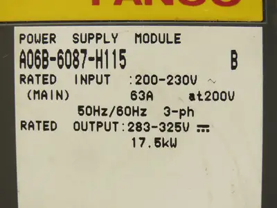 Fanuc A06B-6087-H115 Power Supply Module 325V 17.5kW