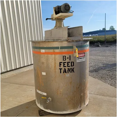 Used Bendel 2,000 Liter (550 Gallon) Stainless Steel Liquid Mix Tank w/ Agitator