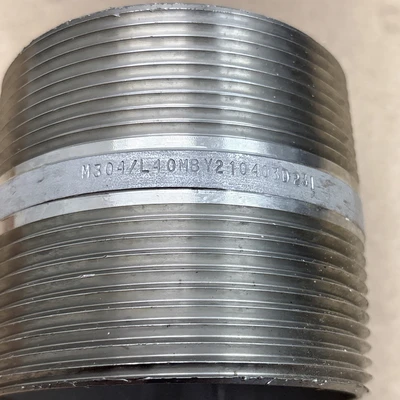 Lot Of (3) M304/L40 3"x 3" Long Threaded Both Ends  Stainless Steel Pipe Nipple