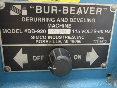 Simco Industries BB-920 Bur-Beaver Deburring & Beveling Machine 115VAC