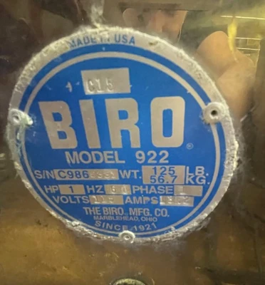 130-0148 Biro 922 Countertop Meat Grinder