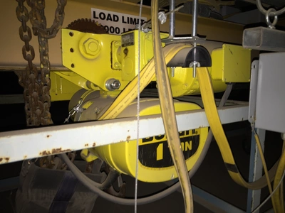 1 Ton Bridge Crane, free standing, 30' long x 10' wide x 10' 6" under hook. approx.