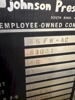 45 TON SOUTH BEND JOHNSON MODEL #45FW-AC OBI STAMPING PRESS: YOBRO #24949