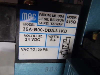 35A-B00-DDAJ-1KD | MAC Valves PR92C-M0AB (2) &  Solenoid Valve Assembly - Used