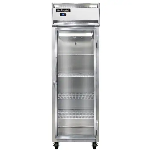 Continental 1RSNSAGD 26" One Section Reach In Refrigerator, (1) Right Hinge Glass Door, Top Compressor, 115v
