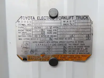 Toyota 5FBCU20 Electric Forklift Differential Drive Axle Six Lug W/E Brake