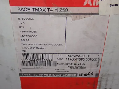 Used ABB SACE TMAX T4 H 250 Circuit Breakers Ohio US | HGR 24 #1187072