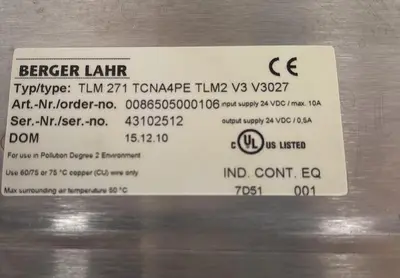 USED BERGER LAHR BERGER LAHR TLM 271 TCNA4PE TCM2 V3 V3027