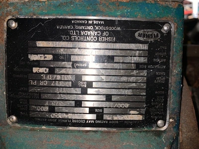 2"-600# Fisher Butterfly 8550 Control Valve