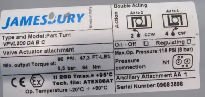 NEW JAMESBURY VPVL200-DA-B-C 2" CONTROL VALVE EN33C02RA-ADM11 VPVL200DABC