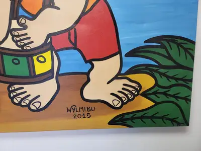 New | in-Stock FalconRestaurantSupply New Walmiru Original Faceless Painting on Canvas - Drum Dancing 36" x 60" Estate & Personal Property Illinois US | Falcon Restaurant Supply #1376716
