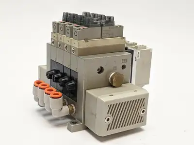 ZM131HT-K5-EBV-X298 | SMC  Vacuum Generator 4x w/ 2x ZZM-SA Silencer Assemblies - Used
