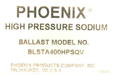 USED PHOENIX BLSTA400HPSQV HIGH PRESSURE SODIUM BALLAST