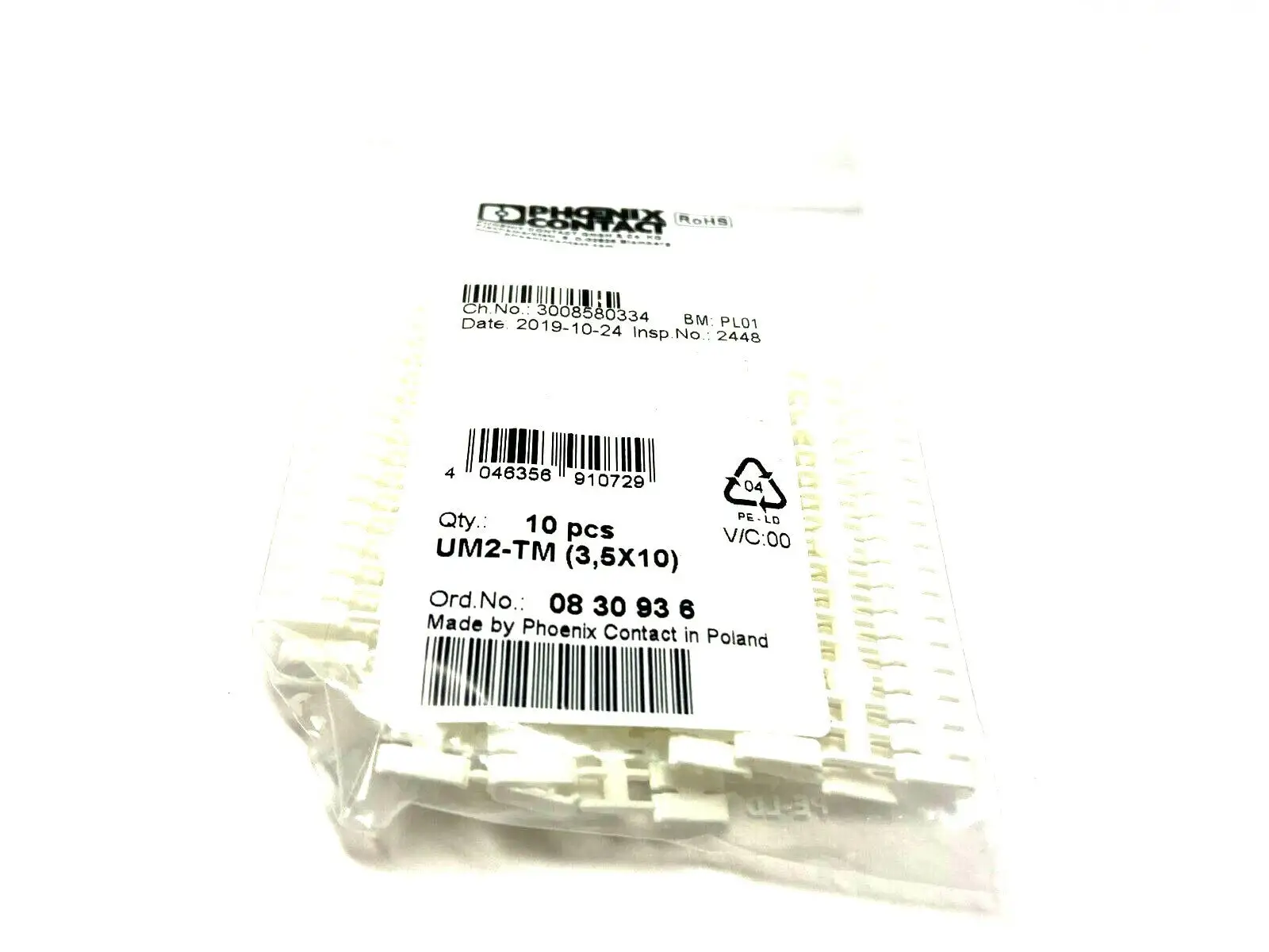 NEW PHOENIX CONTACT WHITE MARKER SET FOR TERMINAL BLOCK