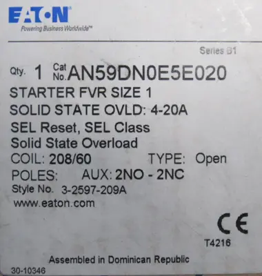 NEW EATON AN59DN0E5E020 STARTER SIZE 1