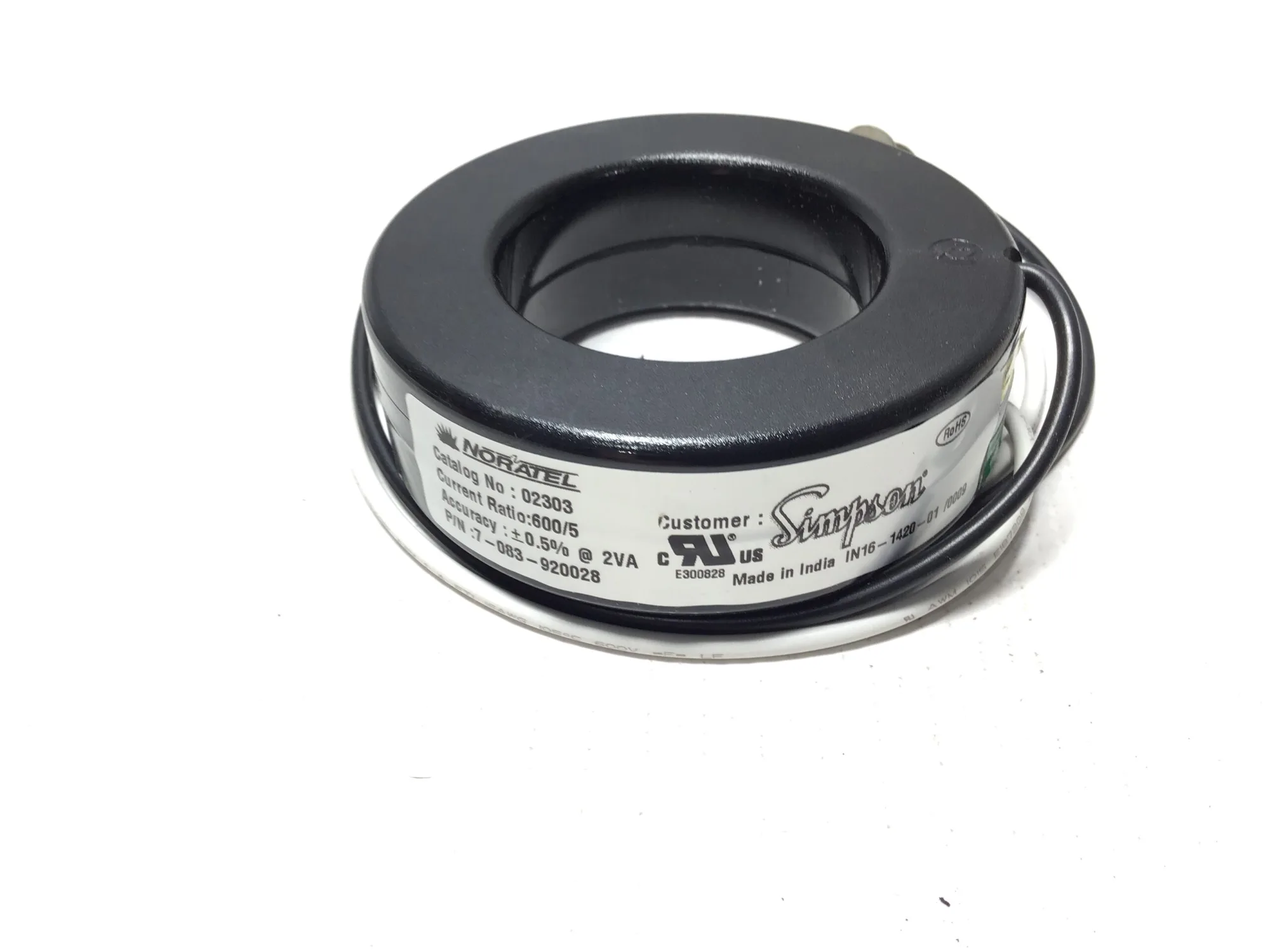 Simpson 02303 Current Transformer 2VA Current Ratio 600:5