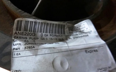 JOHNSTON PUMP 6763A CASING, 16 1/2" X 10“, CAST IRON