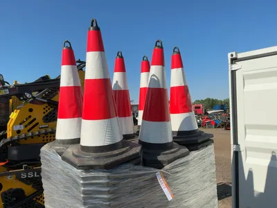 Approx. (250) New SDLANCH Black Traffic Cones with Reflective Tape, approx. 15-1/4”x15-1/4” base and...