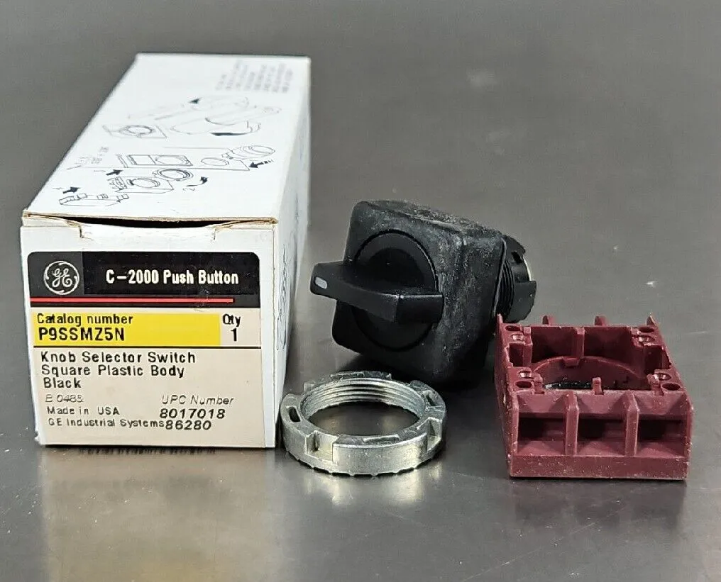 GE P9SSMZ5N Knob Selector Switch Square Plastic Body Black Loc 4E-13
