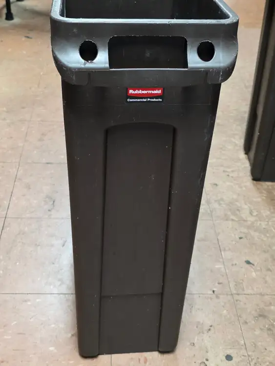 Used Rubbermaid Used Rubbermaid 23 Gallon Slim Jim Brown Rectangular Trash Can - FG9 Bins Illinois US | Falcon Restaurant Supply #1373540