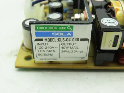 Sola GLS-04-040 Switching Power Supply 100-240VAC In/ 24VDC Out 40W Open Frame
