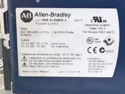 Allen Bradley 1606-XLS480E-3 Power Supply Module 24VDC 20A Used