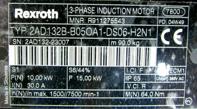 NEW REXROTH 2AD132B-B050A1-DS06-H2N1 INDUCTION MOTOR 2AD132BB050A1DS06H2N1